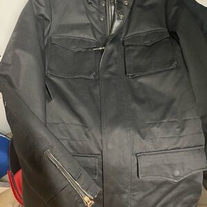 Zara Black Military Field Jacket with Zip Sleeve
